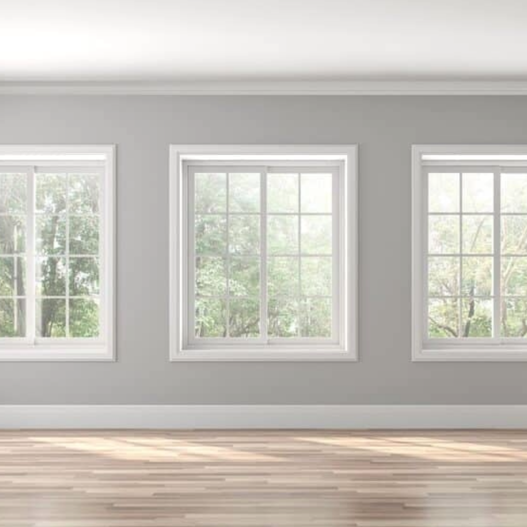 High-efficiency windows in modern room